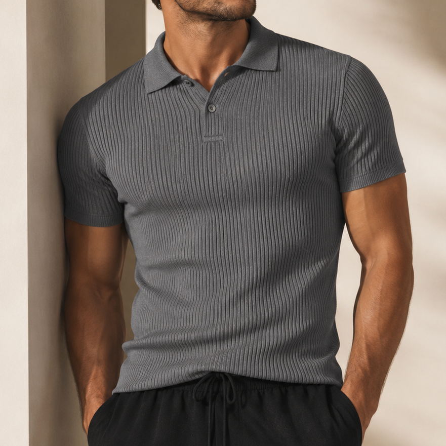 Men's Retro Striped Knit Polo