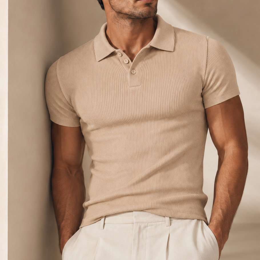 Men's Retro Striped Knit Polo
